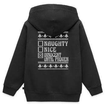 Gentil ou vilain innocent jusqu’à preuve du contraire - Sweat Premium à capuche zippé enfant bio - noir - Dos - AI Model Kid Male (0cm)