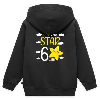 Fille d’anniversaire de 6 ans à The Star avec 6 - Sweat Premium à capuche zippé enfant bio - noir - Dos - AI Model Kid Male (0cm)