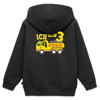 Geburtstagsgeschenk 3. Geburtstag Dino Kipplaster - Kinder Premium Organic Zip Hoodie - Schwarz - Hinten - AI Model Kid Male (0cm)