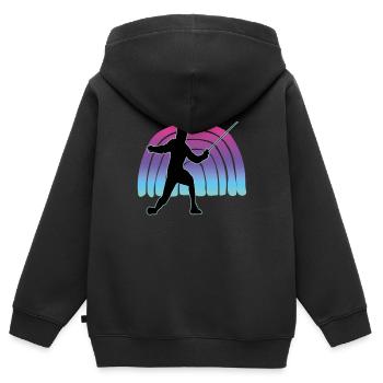 Escrime Escrime Escrime sportive - Sweat Premium à capuche zippé enfant bio - noir - Dos - AI Model Kid Male (0cm)