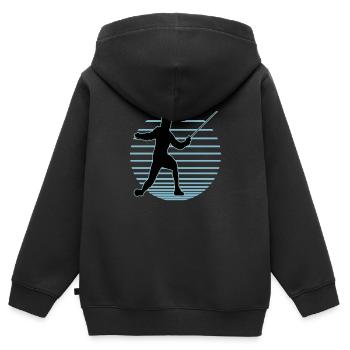 Escrime Escrime Escrime sportive - Sweat Premium à capuche zippé enfant bio - noir - Dos - AI Model Kid Male (0cm)