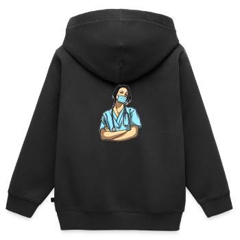Infirmier - Sweat Premium à capuche zippé enfant bio - noir - Dos - AI Model Kid Male (0cm)
