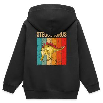 Stegosaurus Dinosaure Enfants Dino Cadeau - Sweat Premium à capuche zippé enfant bio - noir - Dos - AI Model Kid Male (0cm)