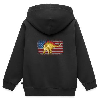 Stegosaurus Dinosaure Enfants Dino Cadeau - Sweat Premium à capuche zippé enfant bio - noir - Dos - AI Model Kid Male (0cm)