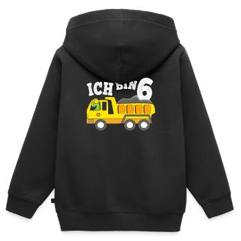 6 Jahre Jungen Geburtstagsgeschenk Dino Kipplaster - Kinder Premium Organic Zip Hoodie - Schwarz - Hinten - AI Model Kid Male (0cm)