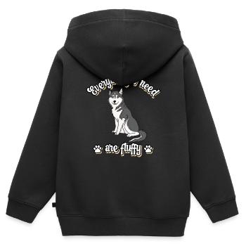 Everything I need are fluffy süßes Hunde Grey - Kinder Premium Organic Zip Hoodie - Schwarz - Hinten - AI Model Kid Male (0cm)