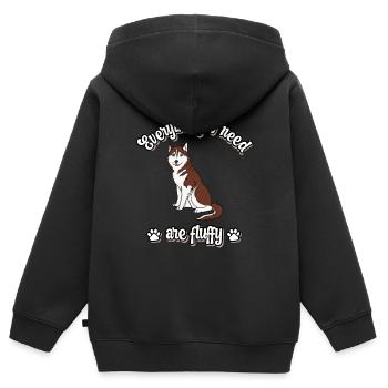 Everything I need are fluffy süßes Hunde red - Kinder Premium Organic Zip Hoodie - Schwarz - Hinten - AI Model Kid Male (0cm)