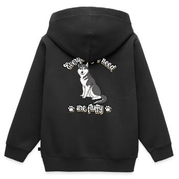 Everything I need are fluffy süßes Hunde Grey - Kinder Premium Organic Zip Hoodie - Schwarz - Hinten - AI Model Kid Male (0cm)
