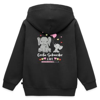 La grande sœur invite l’éléphant - Sweat Premium à capuche zippé enfant bio - noir - Dos - AI Model Kid Male (0cm)