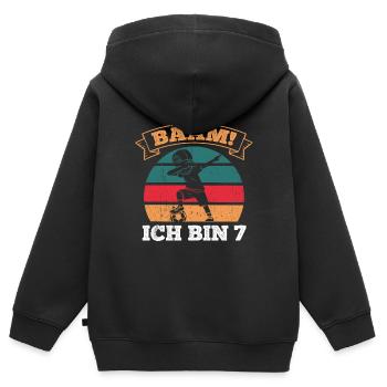 BÄÄM Ich bin 7 Dabbing Geburtstagsshirt 7 Jahre Ju - Kinder Premium Organic Zip Hoodie - Schwarz - Hinten - AI Model Kid Male (0cm)