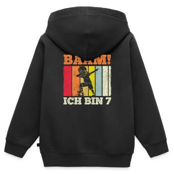 BÄÄM Ich bin 7 Dabbing Geburtstagsshirt 7 Jahre Ju - Kinder Premium Organic Zip Hoodie - Schwarz - Hinten - AI Model Kid Male (0cm)