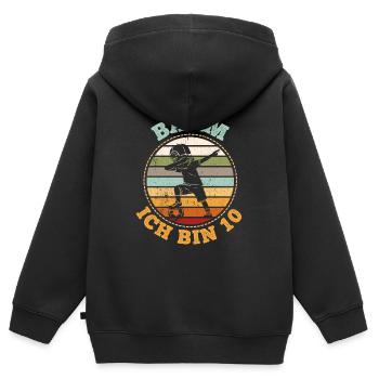 BÄÄM Ich bin 10 Dabbing Geburtstagsshirt 10 Jahre - Kinder Premium Organic Zip Hoodie - Schwarz - Hinten - AI Model Kid Male (0cm)