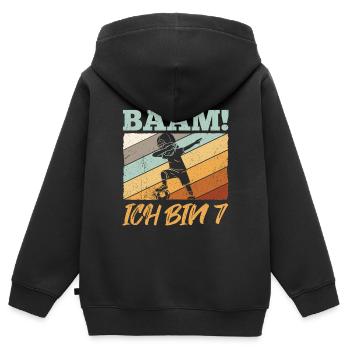 BÄÄM Ich bin 7 Dabbing Geburtstagsshirt 7 Jahre Ju - Kinder Premium Organic Zip Hoodie - Schwarz - Hinten - AI Model Kid Male (0cm)
