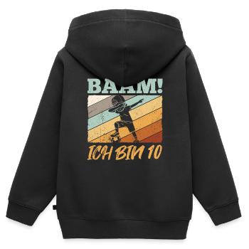 BÄÄM Ich bin 10 Dabbing Geburtstagsshirt 10 Jahre - Kinder Premium Organic Zip Hoodie - Schwarz - Hinten - AI Model Kid Male (0cm)