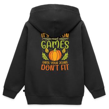 It's All Fun and Games Until Your Jeans Don't Fit - Kinder Premium Organic Zip Hoodie - Schwarz - Hinten - AI Model Kid Male (0cm)