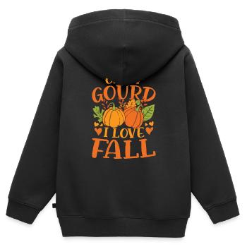 Oh My Gourd I Love Fall - Kinder Premium Organic Zip Hoodie - Schwarz - Hinten - AI Model Kid Male (0cm)