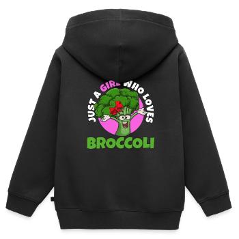 Juste une fille qui aime le brocoli - Sweat Premium à capuche zippé enfant bio - noir - Dos - AI Model Kid Male (0cm)