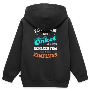 Onkel mit schlechtem Einfluss lustiges Bruder, - Kinder Premium Organic Zip Hoodie - Schwarz - Hinten - AI Model Kid Male (0cm)