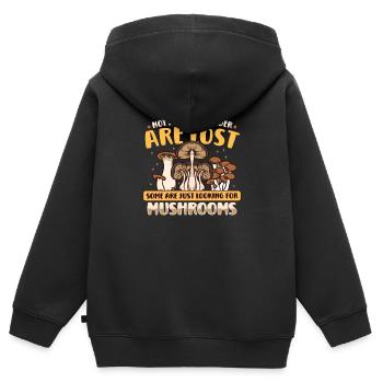 Morels Mushroom Picker Mushroom Farmer Mushroom - Sweat Premium à capuche zippé enfant bio - noir - Dos - AI Model Kid Male (0cm)