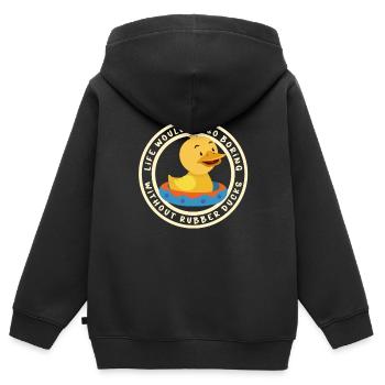 Gummiente Gummienten Entenliebhaber Badezimmer - Kinder Premium Organic Zip Hoodie - Schwarz - Hinten - AI Model Kid Male (0cm)