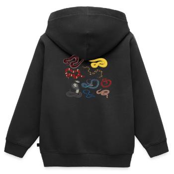 Snake Team Reptile Animal Phyton Boa - Sweat Premium à capuche zippé enfant bio - noir - Dos - AI Model Kid Male (0cm)