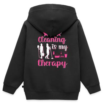 Femme de ménage Nettoyeuse - Sweat Premium à capuche zippé enfant bio - noir - Dos - AI Model Kid Male (0cm)