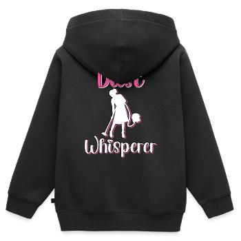 Femme de ménage Nettoyeuse - Sweat Premium à capuche zippé enfant bio - noir - Dos - AI Model Kid Male (0cm)