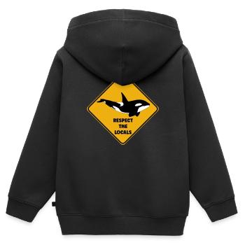 Warnschild Taucher - Respektiere die Einheimischen - Kinder Premium Organic Zip Hoodie - Schwarz - Hinten - AI Model Kid Male (0cm)