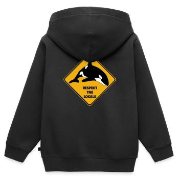 Warnschild Taucher - Respektiere die Einheimischen - Kinder Premium Organic Zip Hoodie - Schwarz - Hinten - AI Model Kid Male (0cm)