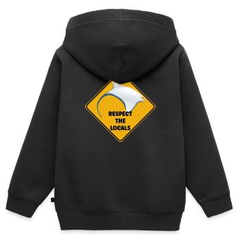 Warnschild Taucher - Respektiere die Einheimischen - Kinder Premium Organic Zip Hoodie - Schwarz - Hinten - AI Model Kid Male (0cm)