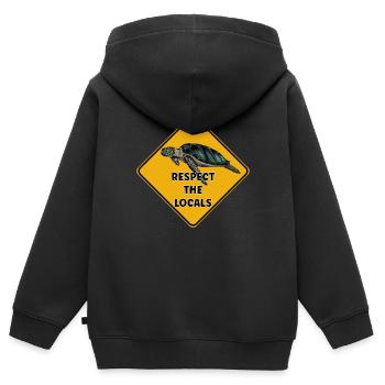 Warnschild Taucher - Respektiere die Einheimischen - Kinder Premium Organic Zip Hoodie - Schwarz - Hinten - AI Model Kid Male (0cm)
