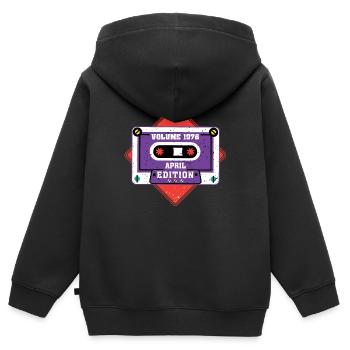 Volume 1976 Édition avril - Sweat Premium à capuche zippé enfant bio - noir - Dos - AI Model Kid Male (0cm)