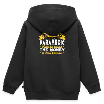 Ambulancier paramédical à la retraite, retraité - Sweat Premium à capuche zippé enfant bio - noir - Dos - AI Model Kid Male (0cm)