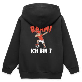 BÄÄM Ich bin 7 Dabbing Geburtstagsshirt 7 Jahre Ju - Kinder Premium Organic Zip Hoodie - Schwarz - Hinten - AI Model Kid Male (0cm)