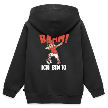 BÄÄM Ich bin 10 Dabbing Geburtstagsshirt 10 Jahre - Kinder Premium Organic Zip Hoodie - Schwarz - Hinten - AI Model Kid Male (0cm)