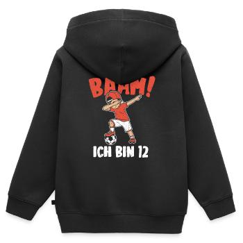 BÄÄM Ich bin 12 Dabbing Geburtstagsshirt 12 Jahre - Kinder Premium Organic Zip Hoodie - Schwarz - Hinten - AI Model Kid Male (0cm)