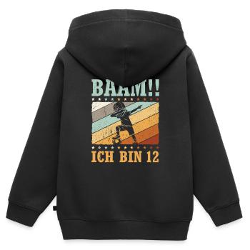 BÄÄM Ich bin 12 Dabbing Geburtstagsshirt 12 Jahre - Kinder Premium Organic Zip Hoodie - Schwarz - Hinten - AI Model Kid Male (0cm)