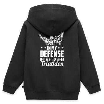 Triathlon Triathlet Kalt - Kinder Premium Organic Zip Hoodie - Schwarz - Hinten - AI Model Kid Male (0cm)