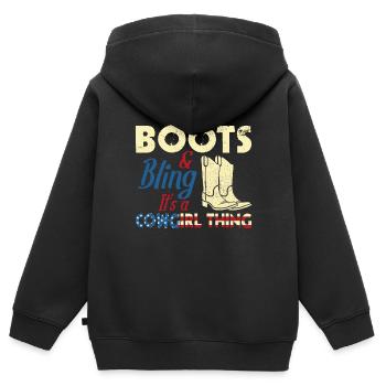 Western Lifestyle Stiefel Bling - Kinder Premium Organic Zip Hoodie - Schwarz - Hinten - AI Model Kid Male (0cm)