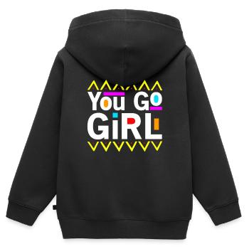 Du Gehst Mädchen Slogan Design - Kinder Premium Organic Zip Hoodie - Schwarz - Hinten - AI Model Kid Male (0cm)