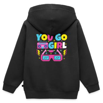 You go girl slogan design - Kids Premium Organic Zip-up Hoodie - black - Back - AI Model Kid Male (0cm)