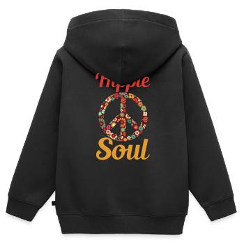 Âme hippie - Sweat Premium à capuche zippé enfant bio - noir - Dos - AI Model Kid Male (0cm)