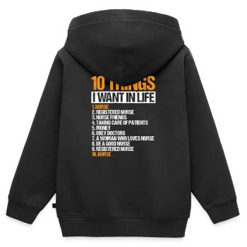 10 Things Nurse Life Skills Nursing - Kinder Premium Organic Zip Hoodie - Schwarz - Hinten - AI Model Kid Male (0cm)