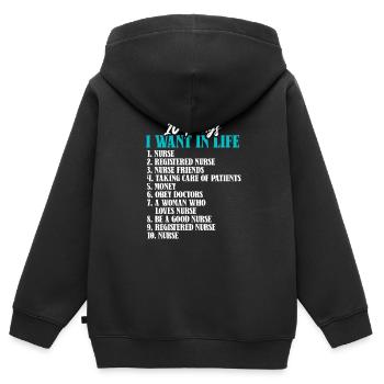 10 Things Nurse Life Skills Nursing - Kinder Premium Organic Zip Hoodie - Schwarz - Hinten - AI Model Kid Male (0cm)