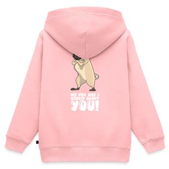 My Pug And I Gossip About You - Kinder Premium Organic Zip Hoodie - Rosa - Hinten - AI Model Kid Female (0cm)