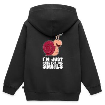 Je ne suis là que pour les escargots - Sweat Premium à capuche zippé enfant bio - noir - Dos - AI Model Kid Male (0cm)
