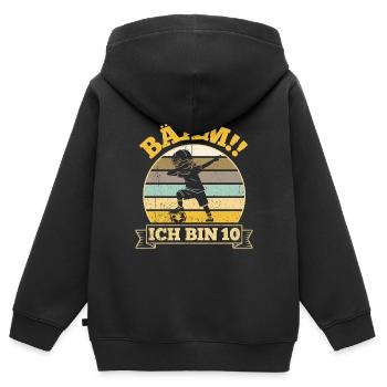 BÄÄM Ich bin 10 Dabbing Geburtstagsshirt 10 Jahre - Kinder Premium Organic Zip Hoodie - Schwarz - Hinten - AI Model Kid Male (0cm)