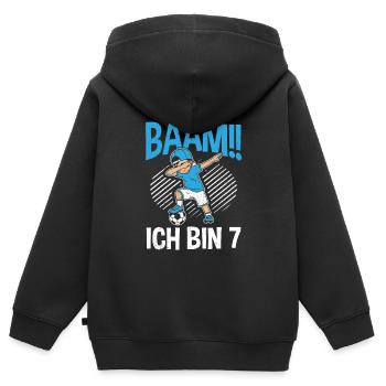 BÄÄM Ich bin 7 Dabbing Geburtstagsshirt 7 Jahre Ju - Kinder Premium Organic Zip Hoodie - Schwarz - Hinten - AI Model Kid Male (0cm)