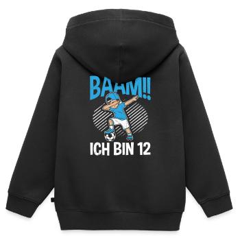 BÄÄM Ich bin 12 Dabbing Geburtstagsshirt 12 Jahre - Kinder Premium Organic Zip Hoodie - Schwarz - Hinten - AI Model Kid Male (0cm)