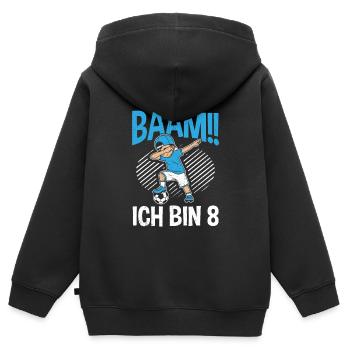 BÄÄM Ich bin 8 Dabbing Geburtstagsshirt 8 Jahre Ju - Kinder Premium Organic Zip Hoodie - Schwarz - Hinten - AI Model Kid Male (0cm)